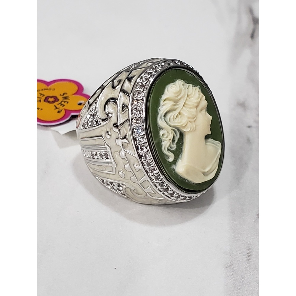 NEW Lauren G Adams Cameo Enamel Ring Renaissance Victorian Romantic Cocktail